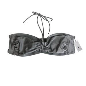 Shade & Shore Womens Bandeau Bikini Top Adjustable Straps Silver Size 2X New